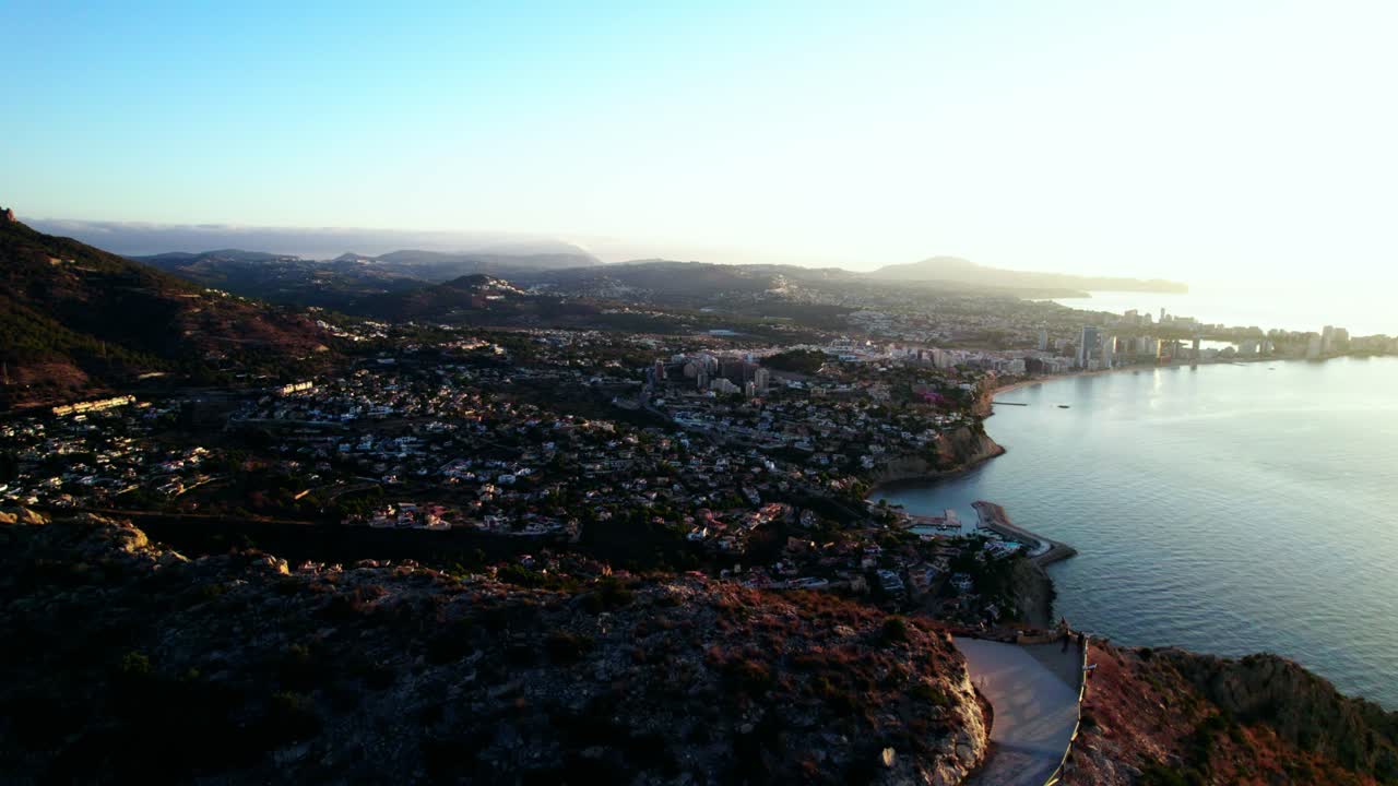 Calpe Coastal Town In The Alicante Province Of Spain - Aerial Drone Shot