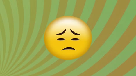 animation of sad emoji over striped background