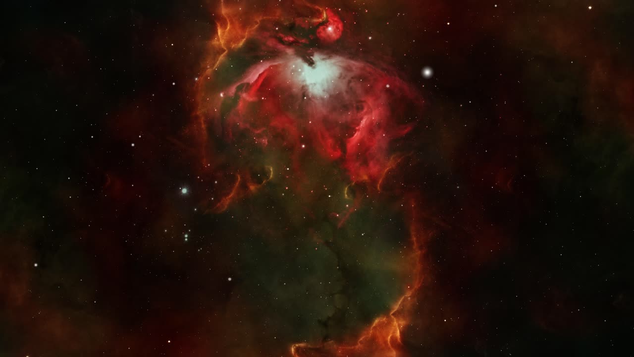 vuelo espacial a través de nebulosas coloridas