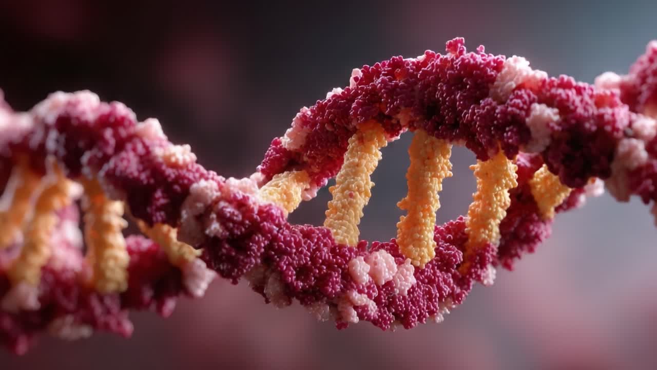 Intricate Molecular Structure of DNA: A Stunning Visual Representation of Genetic Material Highlighting Its Unique Double Helix Form and Colorful Composition