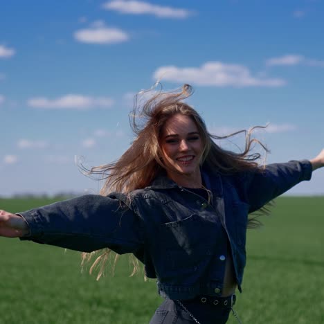 beauty girl outdoors enjoying nature. happy girl enjoying the freedom and happiness on meadow