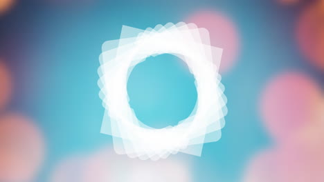 animación de capas de patrón blanco girando sobre fondo azul y rosa