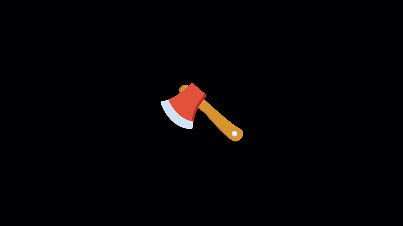 Animated Flat Design Axe Icon Appearing and Disappearing