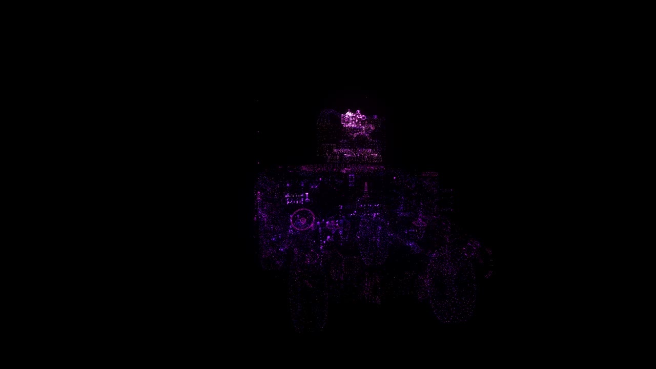 vehículo blindado militar rgb holograma wireframe. buena animación 3d en un fondo negro con un bucle sin costuras para proyectos futurísticos