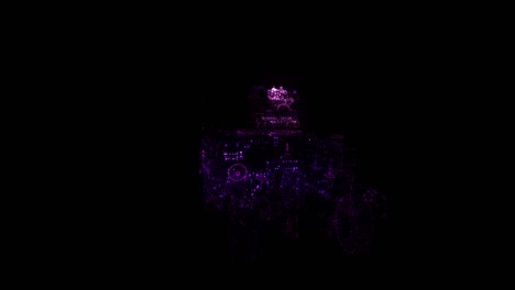 military armored vehicle rgb hologram wireframe. nice 3d animation on a black background with a seamless loop for futuristics projects