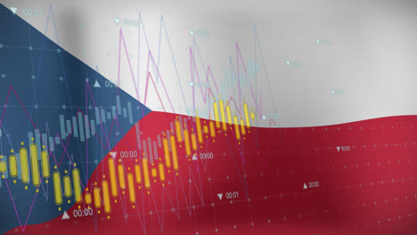 Animation-Der-Flagge-Der-Tschechischen-Republik-über-Datenverarbeitung