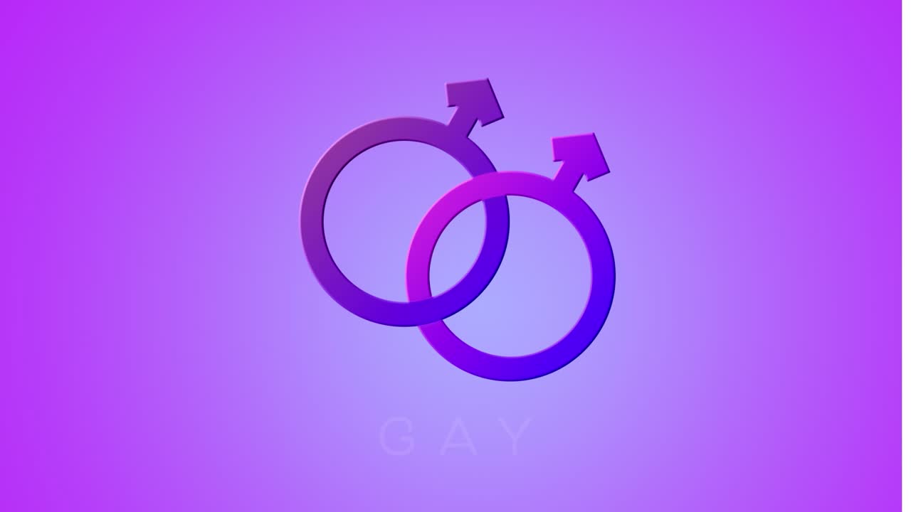 Animation of gay text over gay symbol