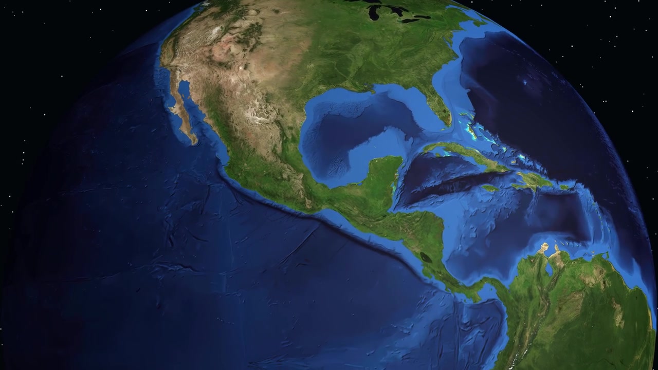Un'animazione digitale zooma dallo spazio al Messico, evidenziando Cuernavaca con specifiche statistiche sulla popolazione.