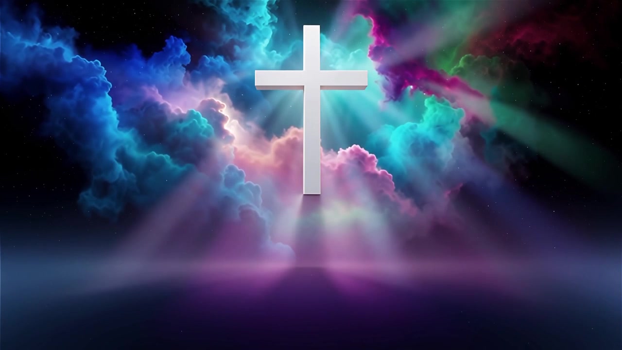 Christian Cross Heavenly Light Worship Background