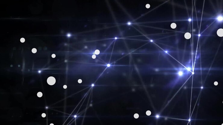 Animation of network of connections over dark background