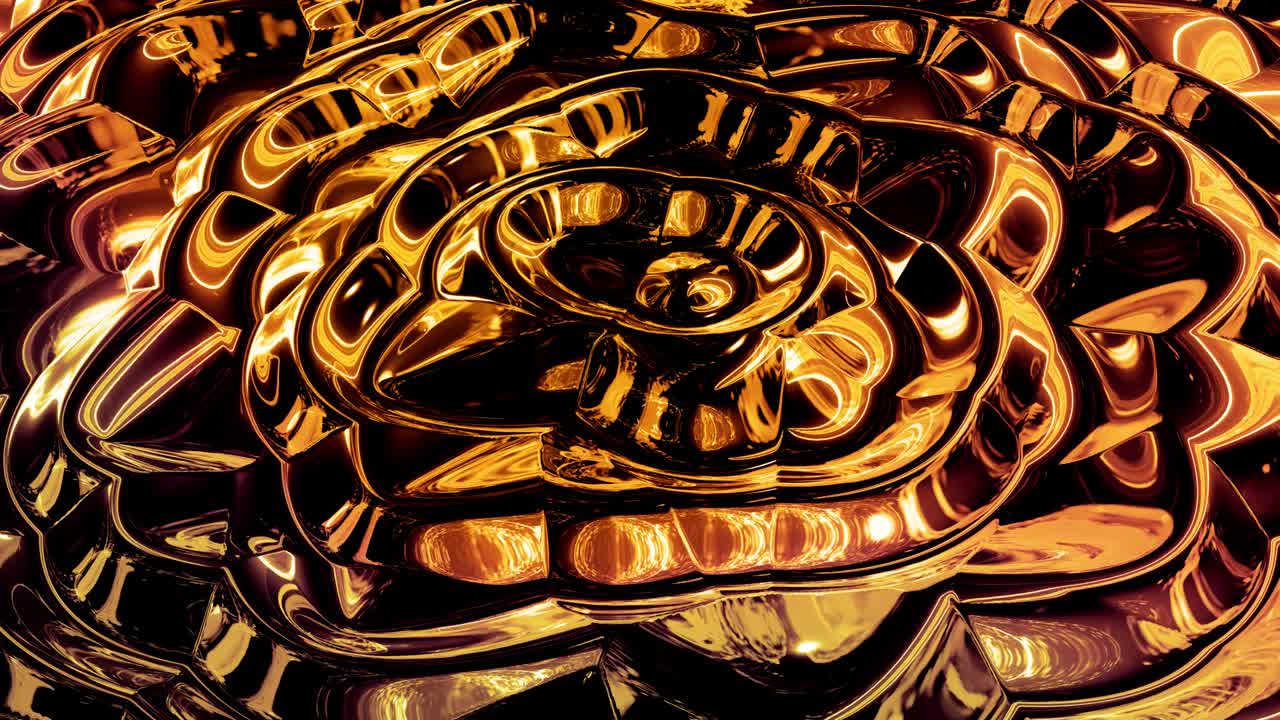 fondo abstracto en bucle con patrón líquido dorado brillante y ondulado en una superficie brillante y brillante. fluido azul viscoso como la superficie de papel dorado o vidrio brillante. hermoso telón de fondo festivo creativo.