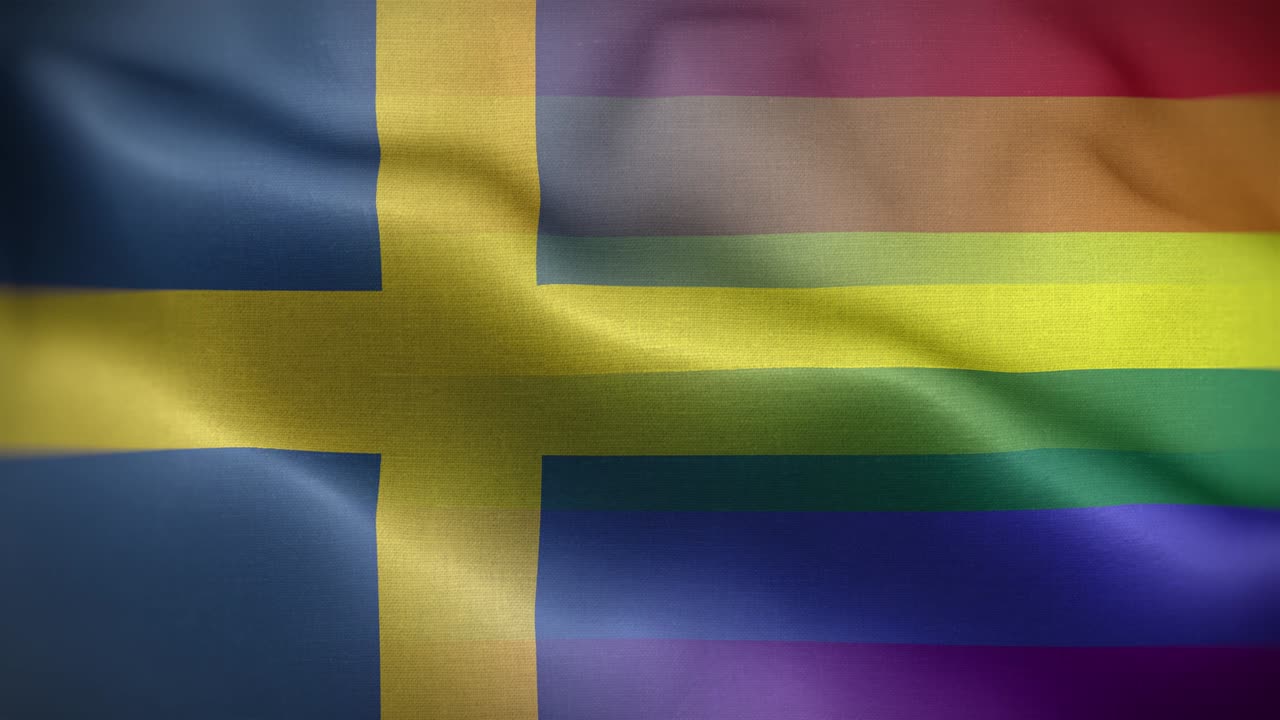 LGBT Sveriges flag, loop baggrund 4K.