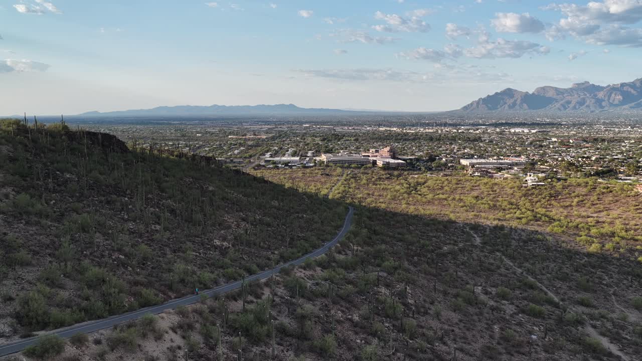 Descending Tumamoc Hill in Tucson, Arizona by Drone