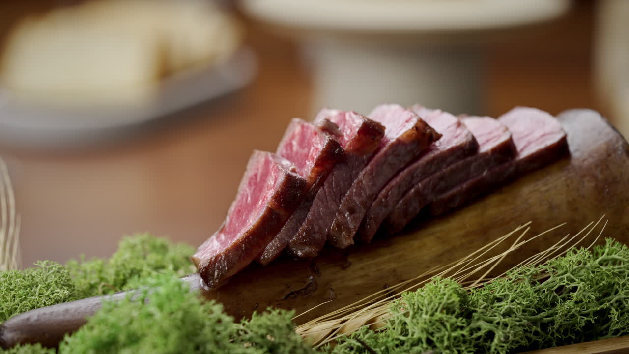 Close-up of Sliced Steak