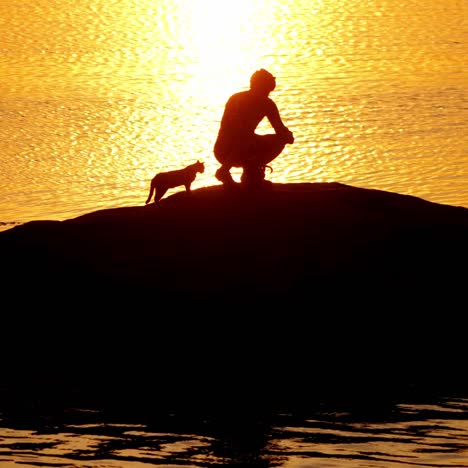man with mountain bike in sunset light