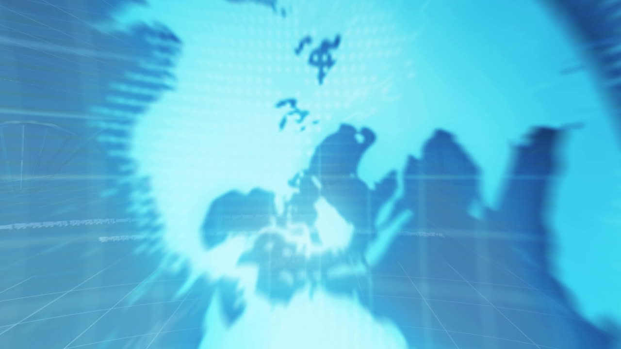 디지털 데이터 프로세싱의 애니메이션, 지구가 dna 스트랜드 위에