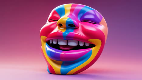 vibrant abstract happy face sculpture