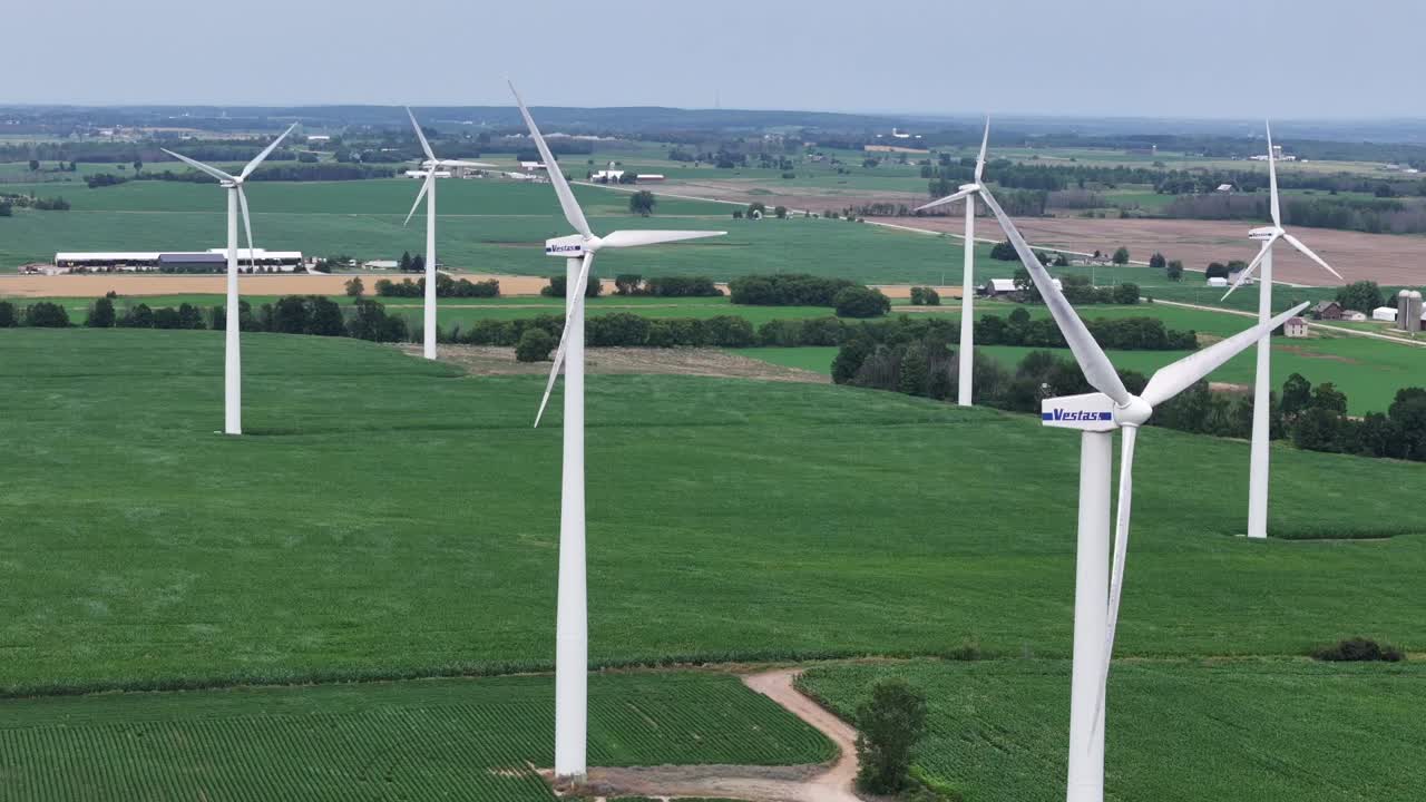 Wind Turbines in Northeast Wisconsin turn in the wind producing electricity