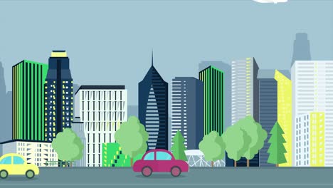 illustration of big city and traffic [ loop ]