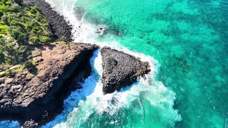 aerial view of unique volcanic rock formation