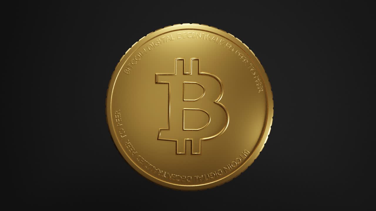 Crypto currency Gold Bitcoin - BTC - Bit Coin  LOOP  Macro  shot 3d animation motion graphics. 4k