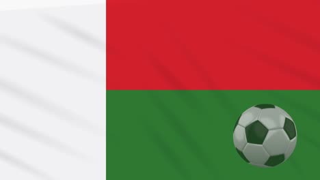madagascar flag waving and soccer ball rotates, loop
