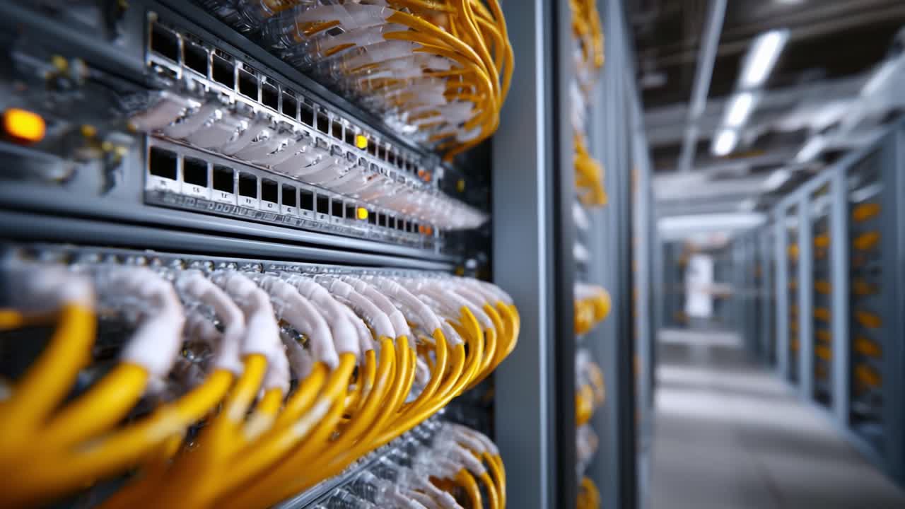 Overview of a Data Center with Network Switches and Cables Highlighting the Importance of Efficient Connectivity in Modern Information Technology Infrastructure