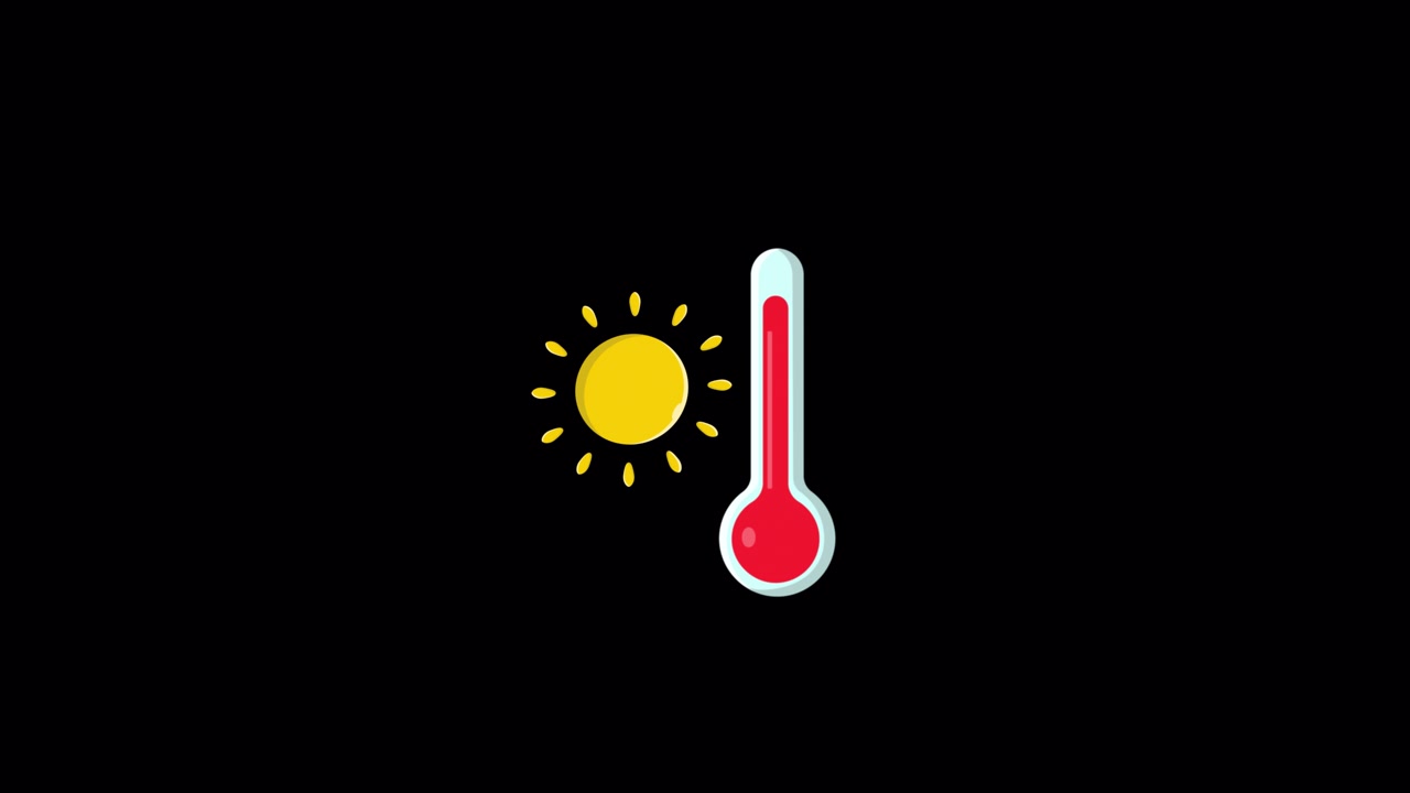 Animated Sun and Thermometer Icon Showing Rising Temperature