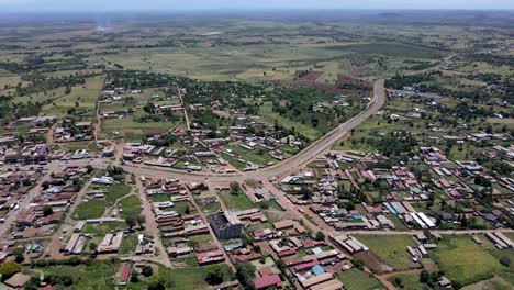 city scape-drone view: african village small town of loitokitok kenya.