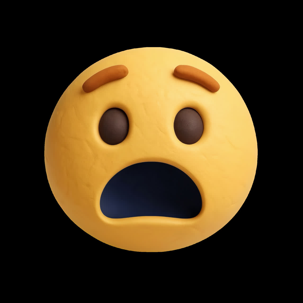 Clay shocked emoji animation isolated asset, transparent 4K video, alpha channel, ProRes 4444