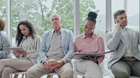 office, business people and waiting room