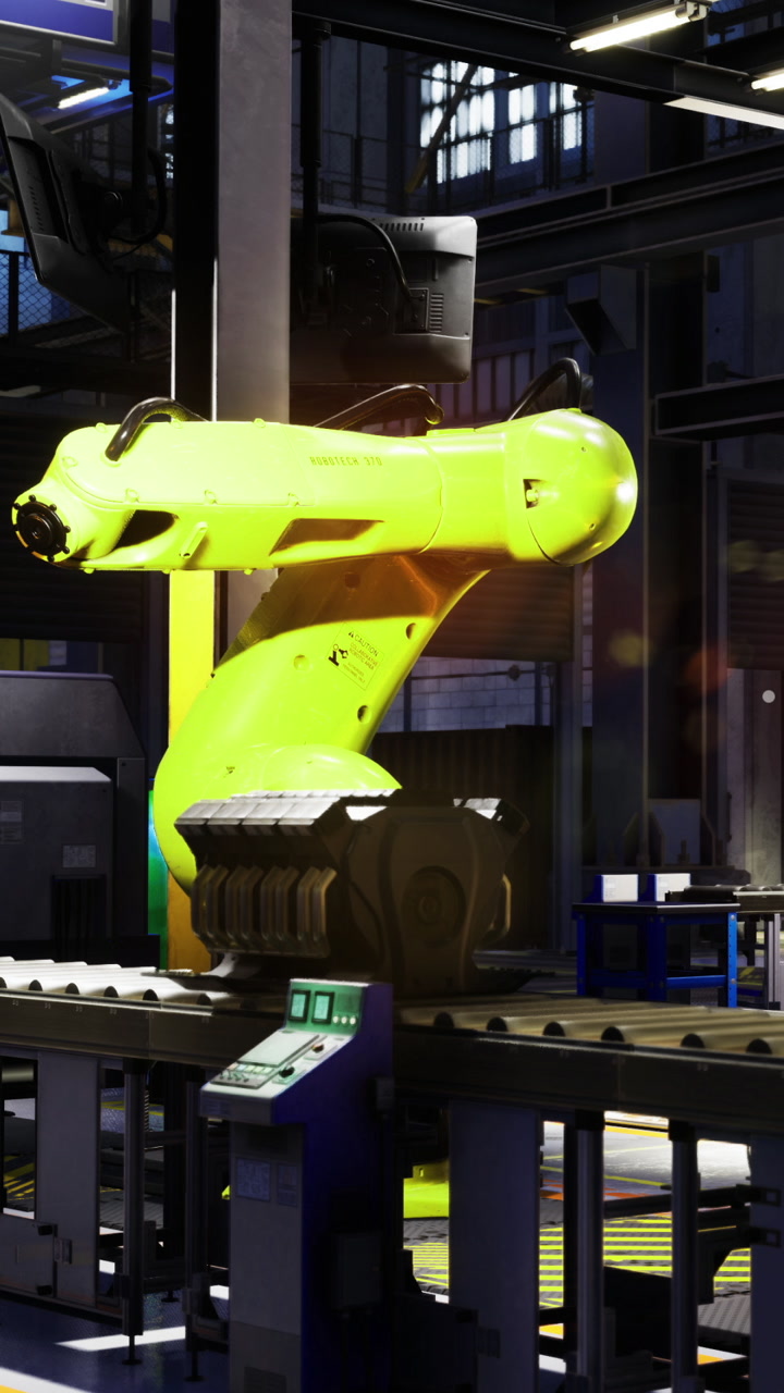 Innovative robotic arm working tirelessly in a modern industrial setting