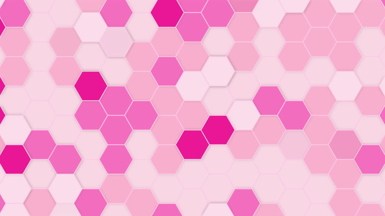 Looped animated geometric tile pattern in pink colors. Gradient grid of hexagons. Abstract background.