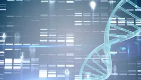 spinning dna with binary codes against light effects