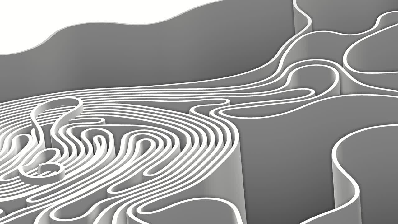 Abstract 3D render colorful spline strips rows light and shadow curves flowing motion movement surface texture waves background