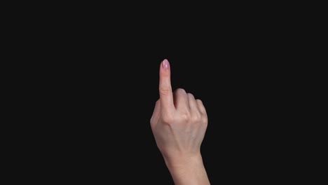 set of 6 different pre keyed chroma key transparent click gestures fast and slow on greenscreen womans hand
