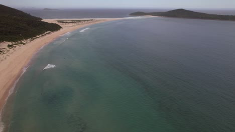 aerial view of fingal beach in new south wales, australia - drone shot