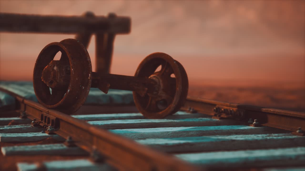 vías ferroviarias abandonadas en el desierto