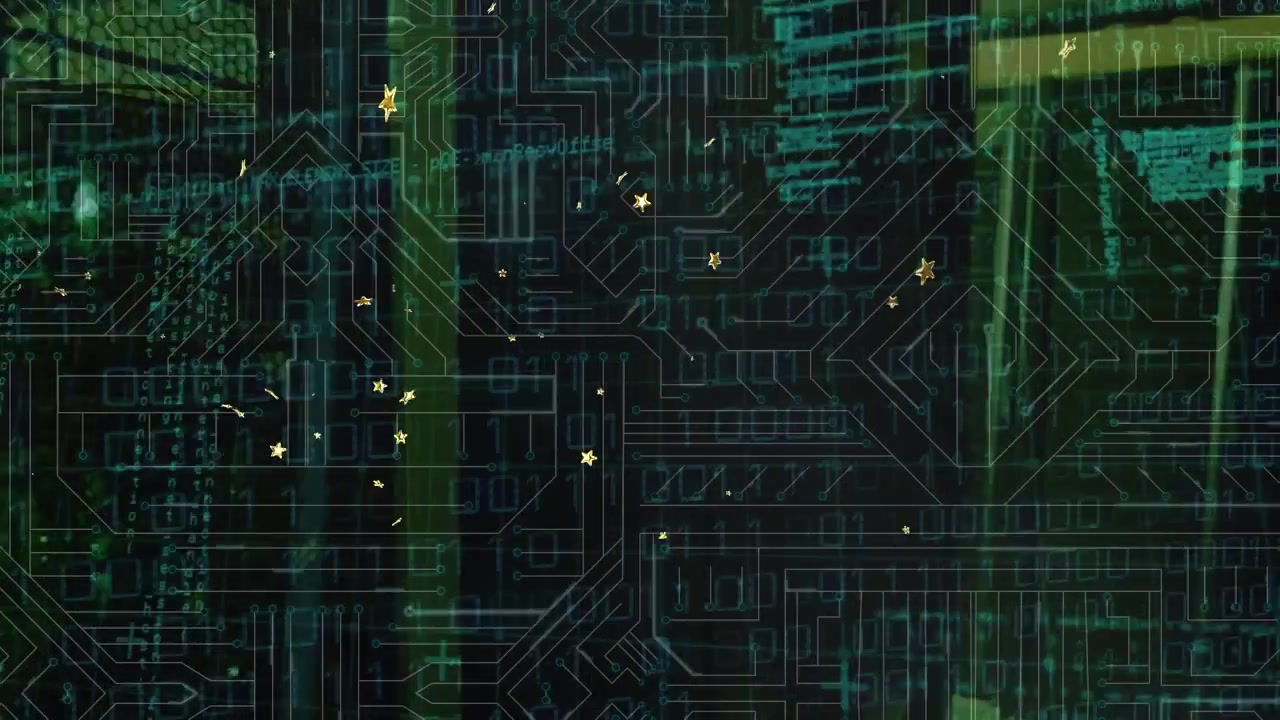 Animation of data processing over computer circuit board
