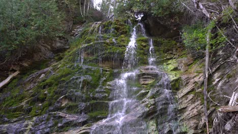 un flujo constante de agua en una cascada crea una escena para la meditación