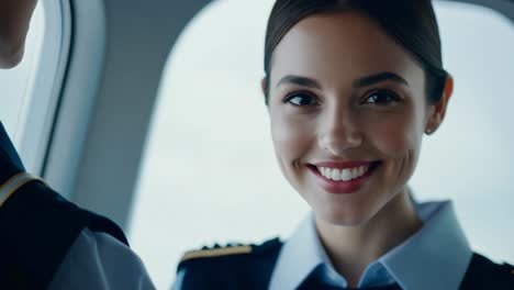 mujer piloto sonriente en la cabina