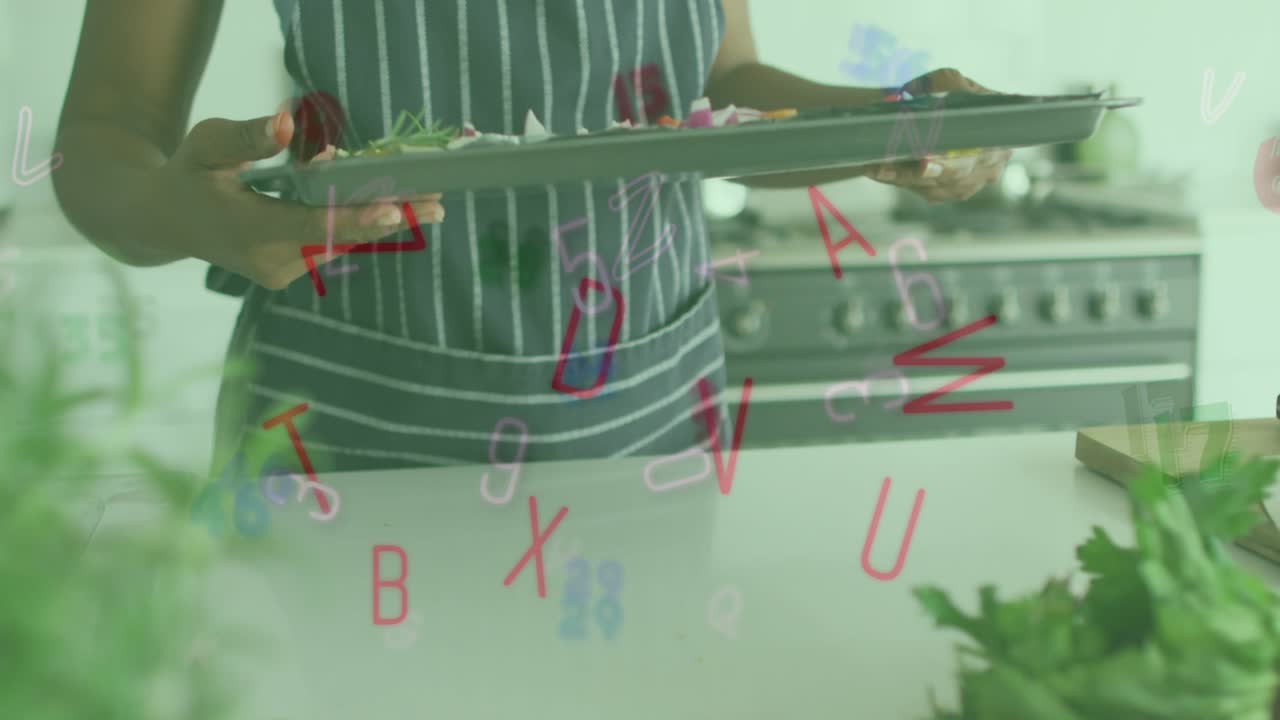 Animation af skop-scanning og databehandling over en kvinde, matematiske formler og et skop
