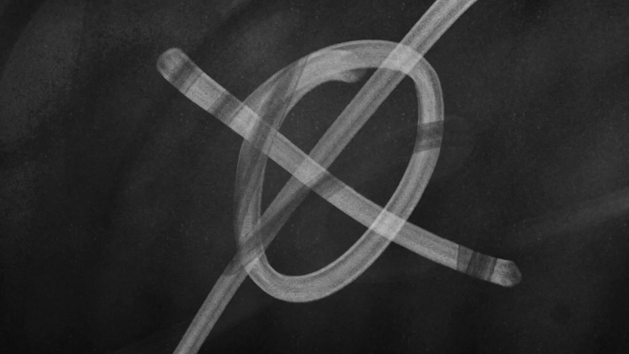 Abstract White Chalk Lines Drawing on Black Blackboard Background