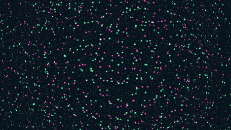 a dynamic black and purple backdrop with swirling white dots moving clockwise in a circular motion, creating a mesmerizing and playful visual effect