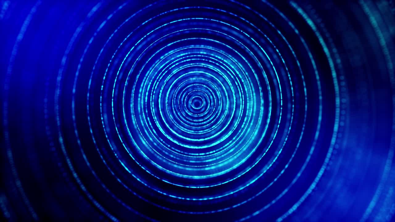 4k fondo azul de ciencia ficción sin costuras con estructuras radiales, las partículas oscilan y se mueven suavemente, como elemento de gráficos de información en el panel de ciencia ficción hud. anillos 8