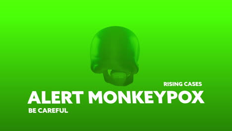 animatie van monkeypox tekst en schedels op groene achtergrond
