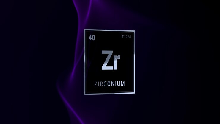 Zirkonium Element Icoon uit het Periodiek Systeem op Rookpaarse Achtergrond