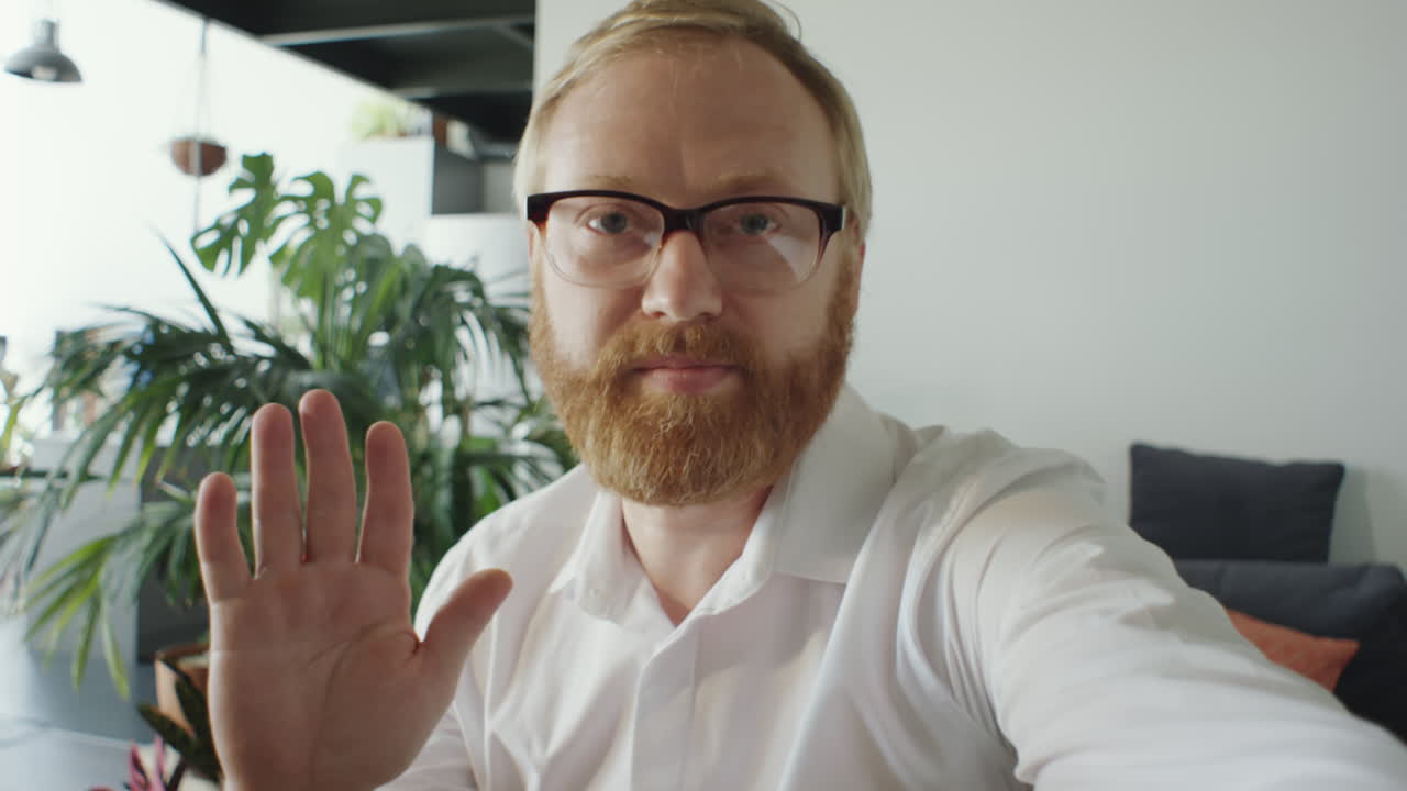 POV of Businessman Talking on Video Call