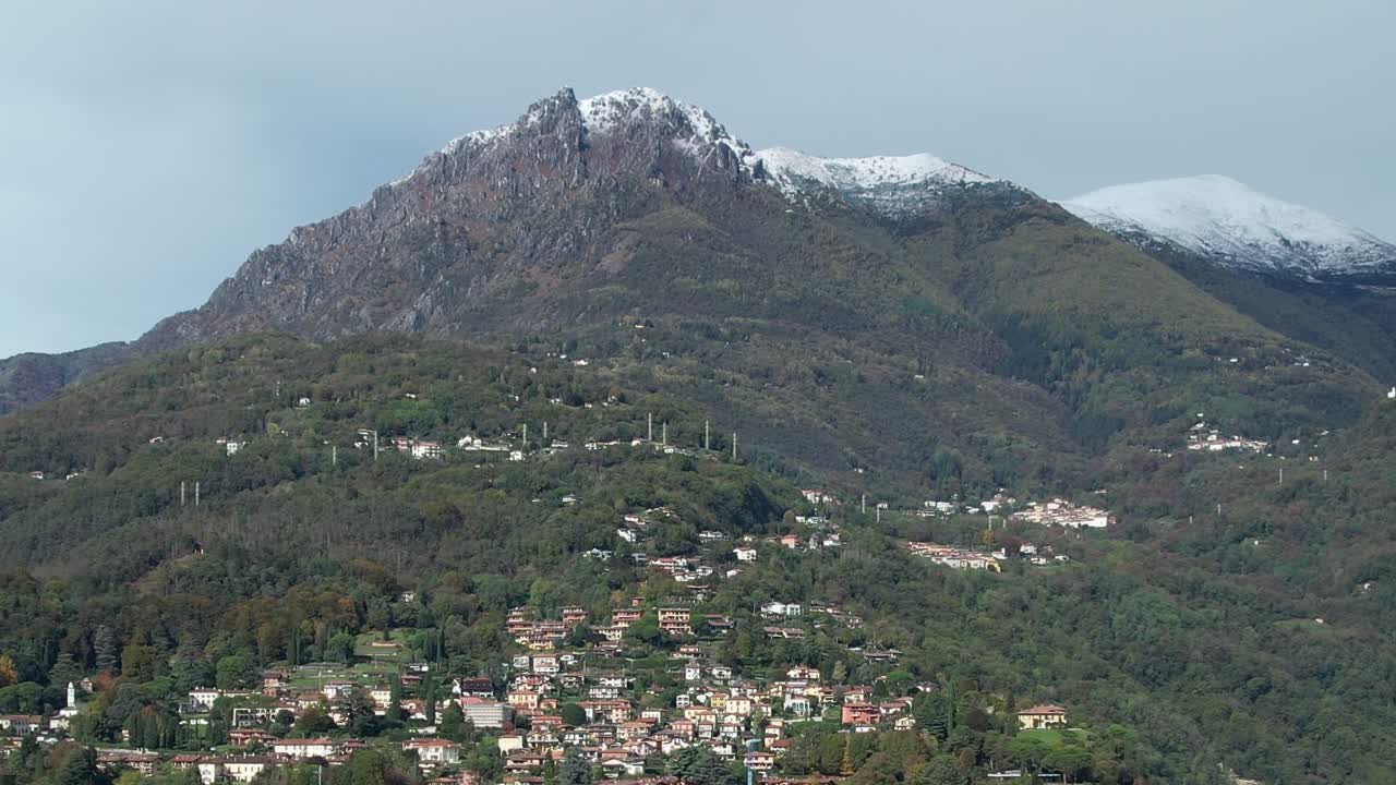 Breathtaking aerial view of Italian Alps with snow-capped peaks