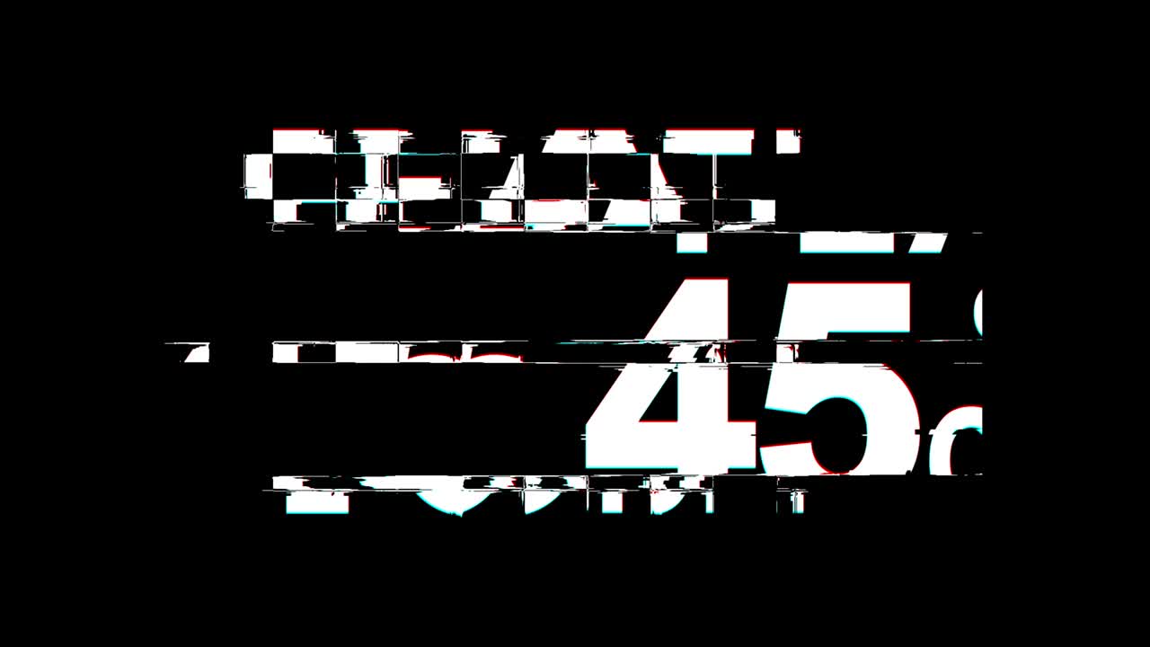 Flat 45% Percent off Glitch Effect Text Digital TV Distortion 4K Loop Animation